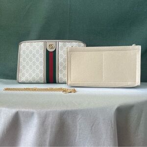 Gucci Gg Supreme Monogram Web Ophidia Clutch Beige Mystic White Oatmeal